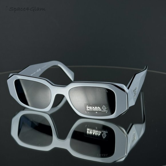 Prada PR17WS 11N09T Sunglasses Marble Gray Graphite Black Rectangle Unisex - Picture 1 of 8